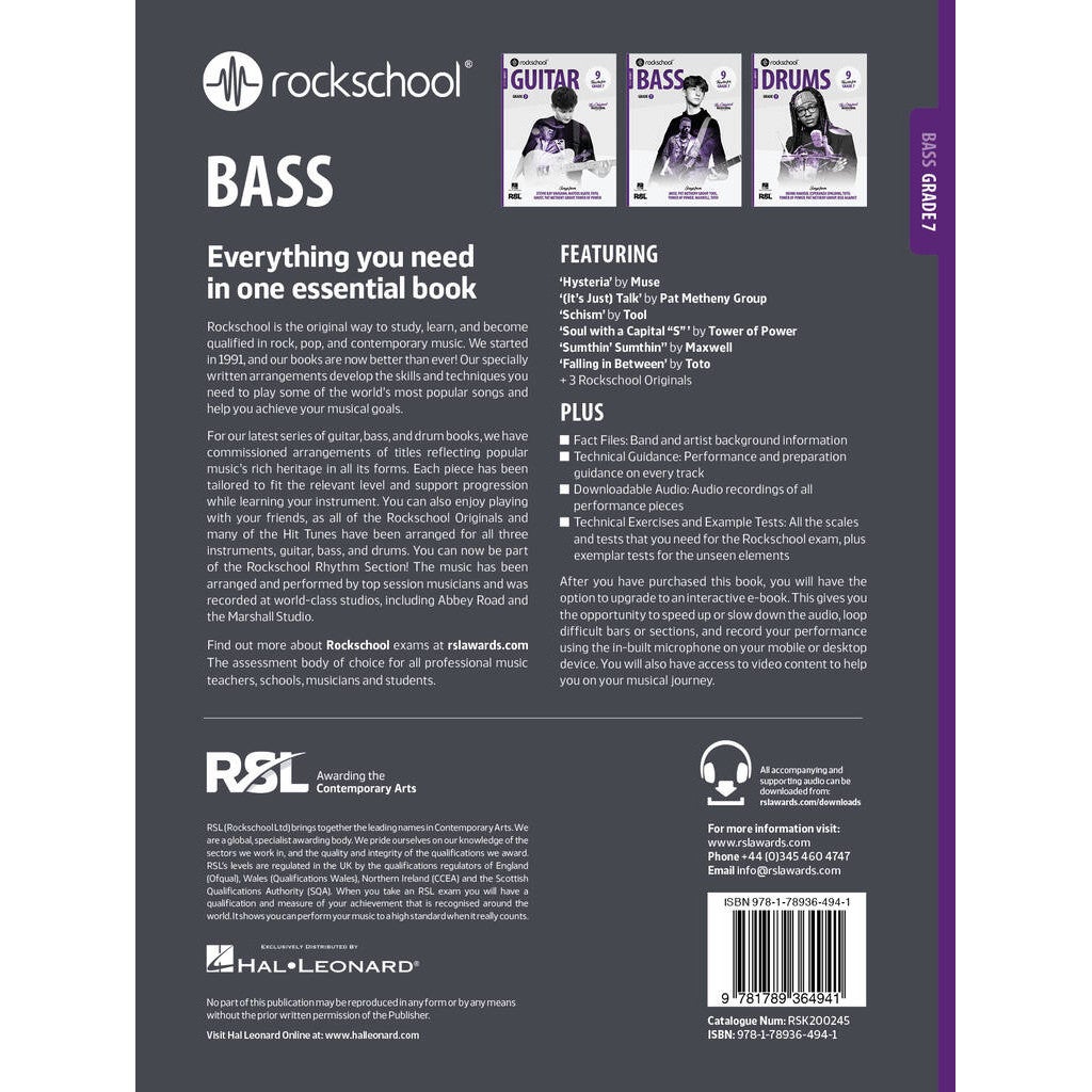 Rock School Limited Bass Grade 7 (2024) basgitaarboek