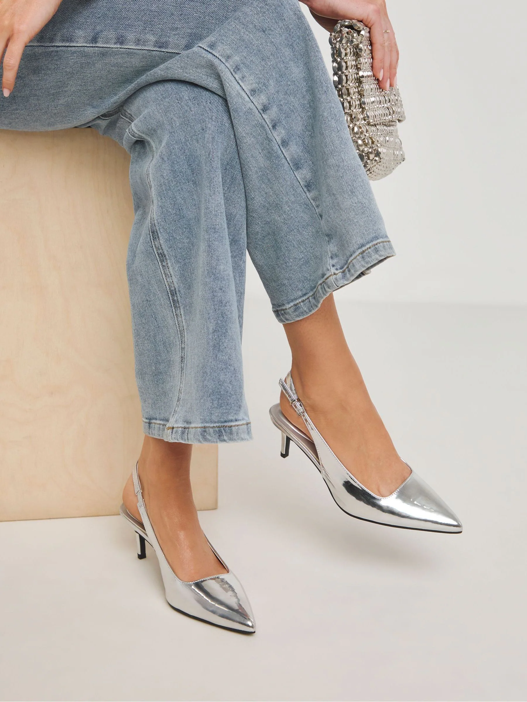 Zilver - Simply Be Slingback Court Shoes