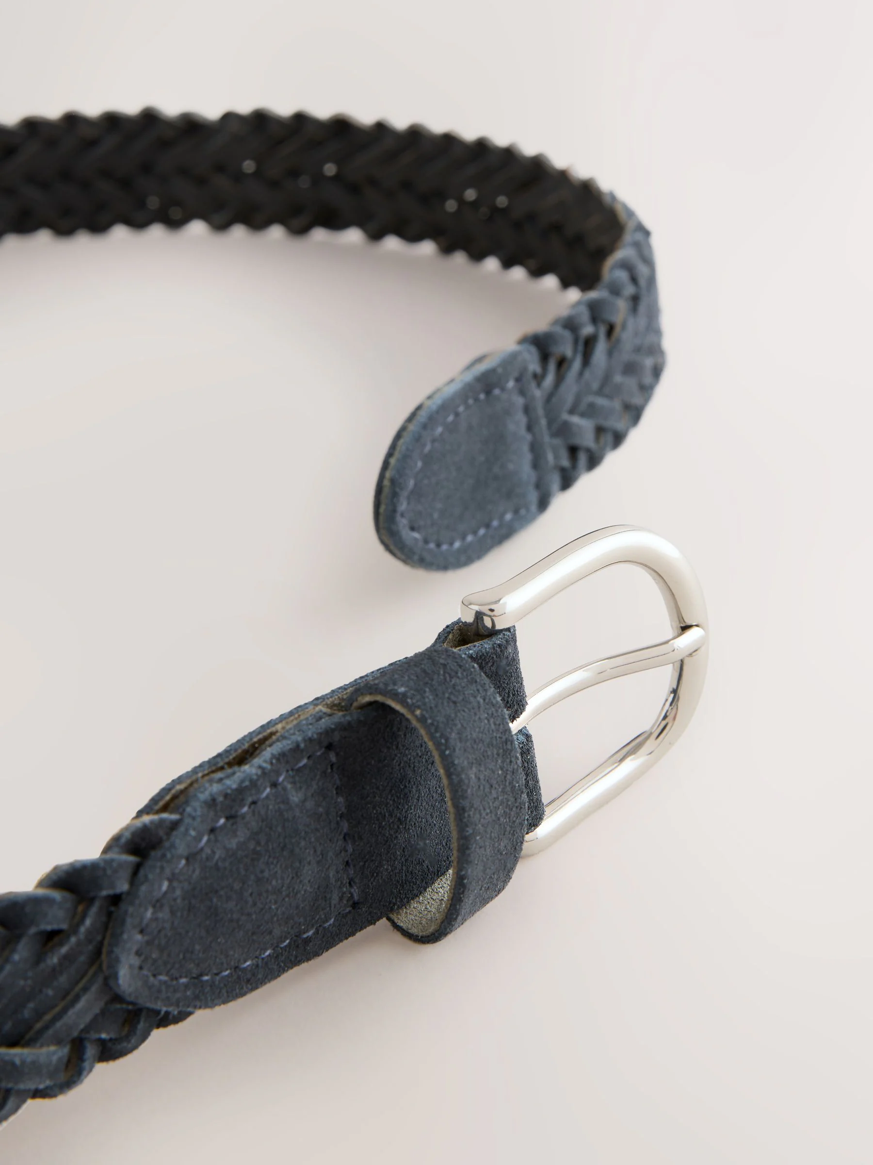 Marineblauw - Hand Plaited Leather Belt