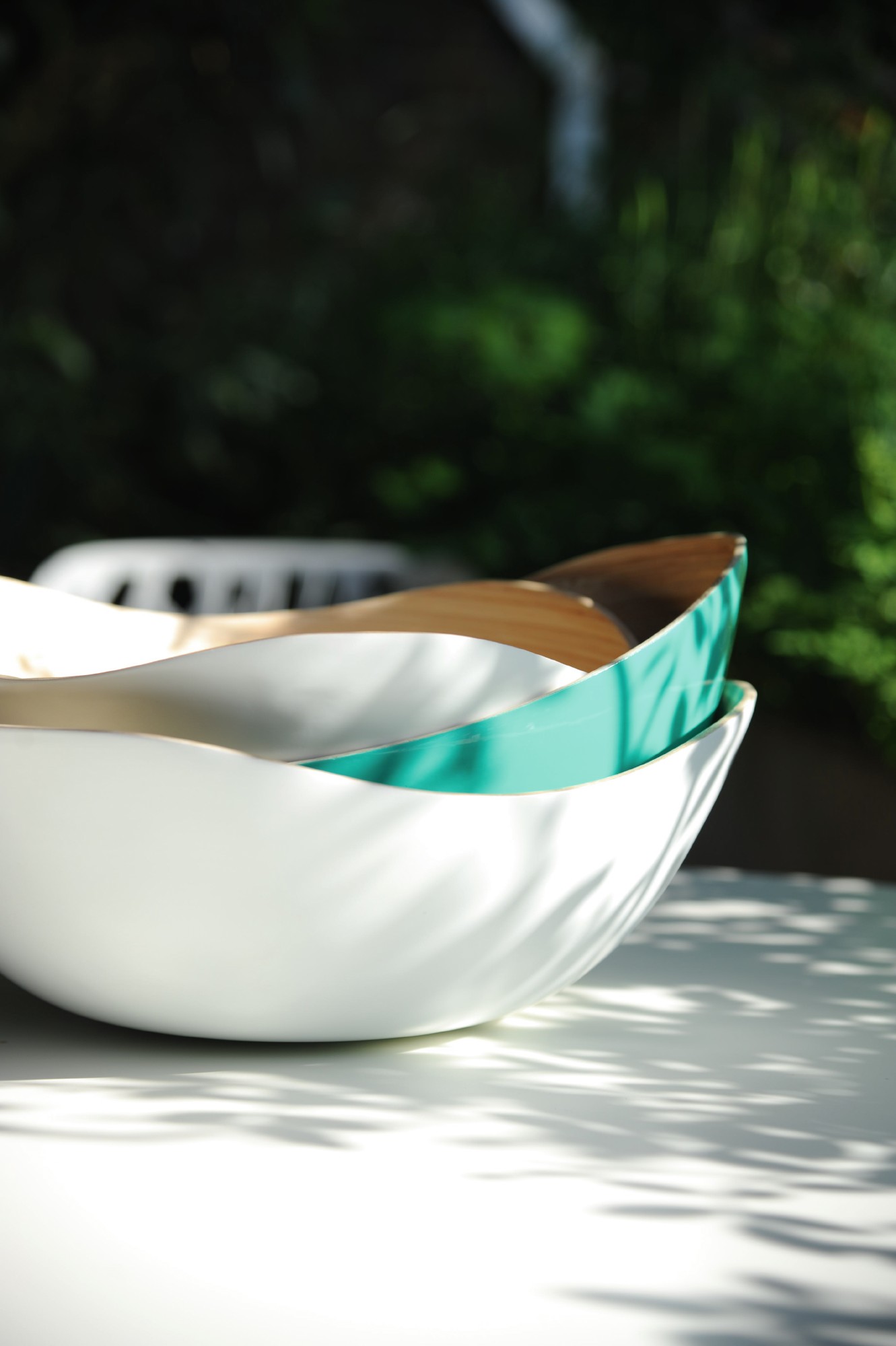 Bambusschale 'Wave' M, weiß, Ø 25 cm, H 10 cm von fischer's lagerhaus