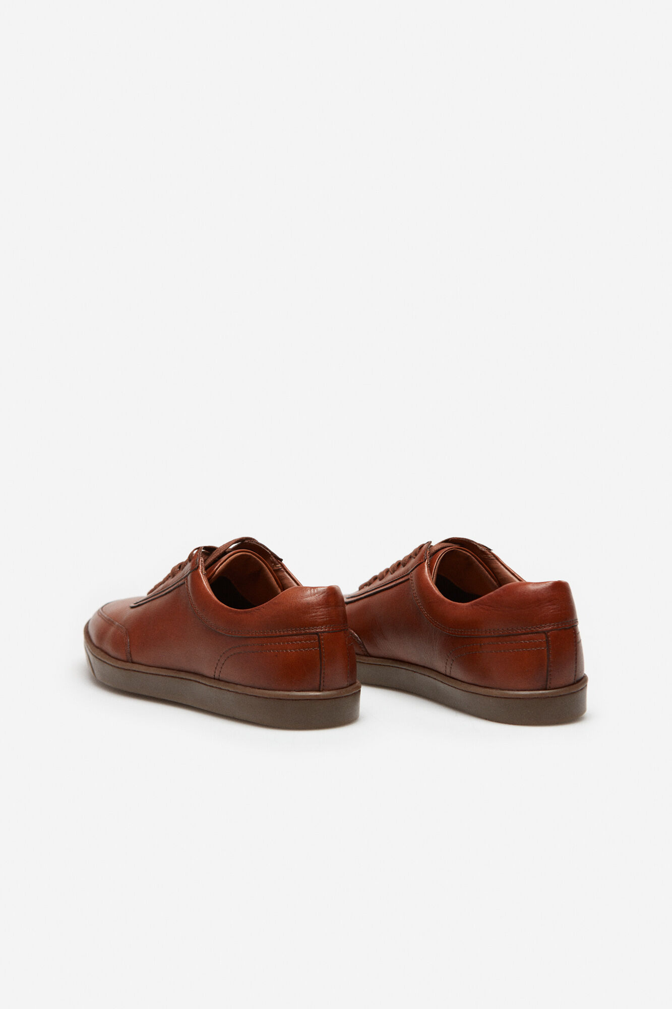 Tênis de couro estilo basquete - Camel