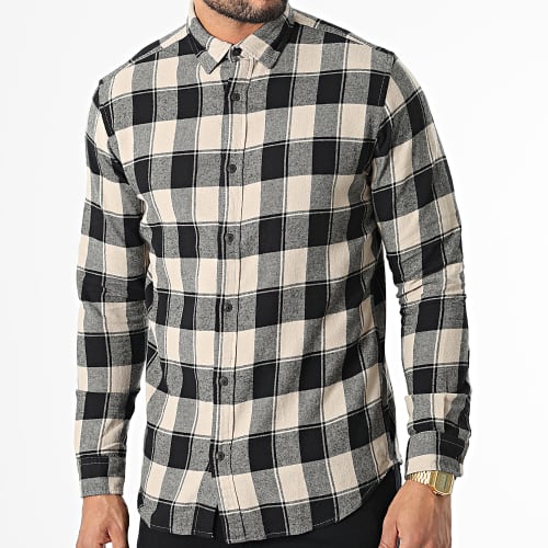 Chemise Manches Longues A Carreaux Plain Autumn Buffalo Beige Noir