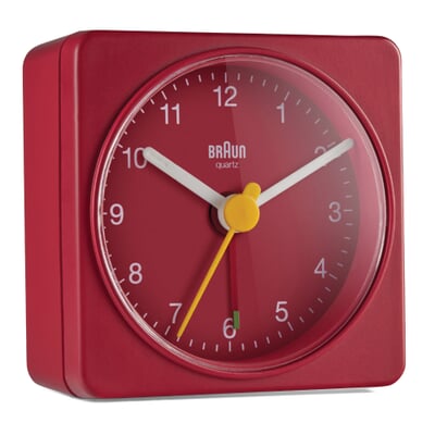 Wecker Braun, analog, Rot/Rot
