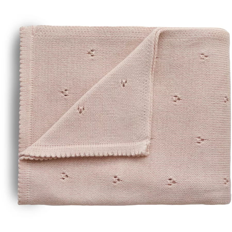 mushie Strickdecke Pointelle Blush 80 x 100 cm