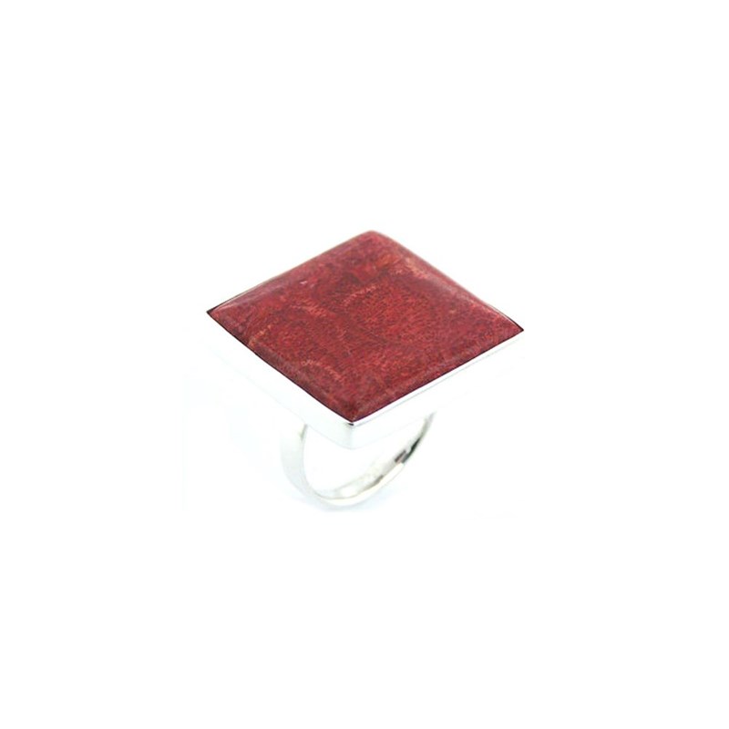 Bague carrée gorgone rouge