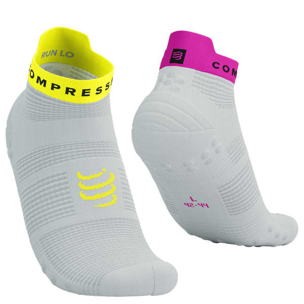 Chaussette running COMPRESSPORT PRO RACING SOCKS V4.0 RUN LOW WHITE/SAFETY YELLOW/NEO PINK
