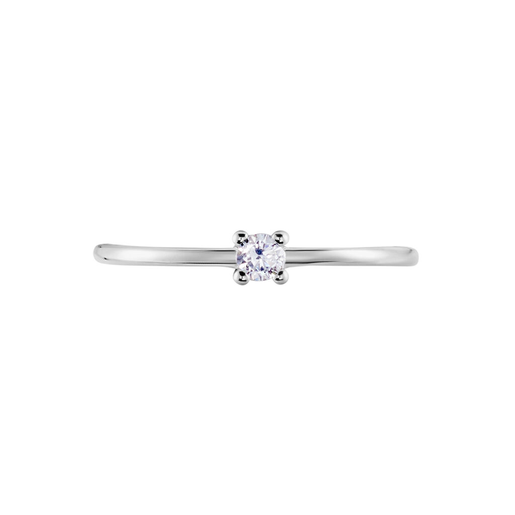 Bague Solitaire Etan Argent Blanc Oxyde De Zirconium