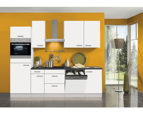 Optifit keukenblok met apparatuur Oslo214 270 cm wit mat gedemonteerde variant omkeerbaar KPOS 2764DEC-9+