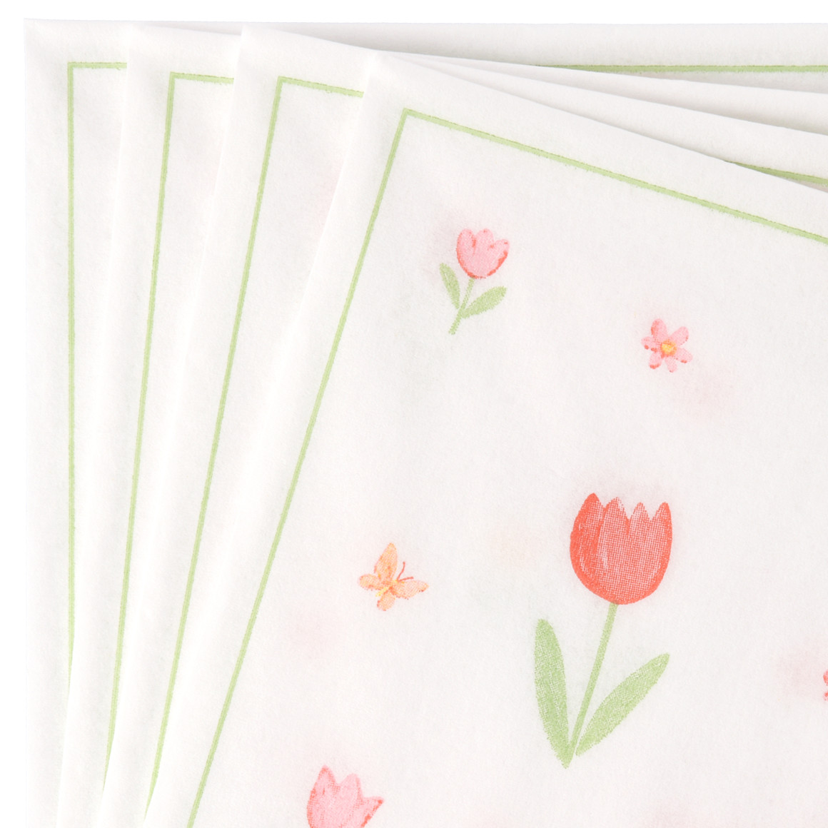 20 Servietten mit Blumen-Dessin  grün / weiss / bunt