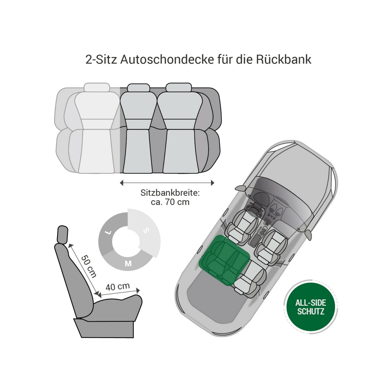 Doctor Bark 2 Sitz Autodecke grau S