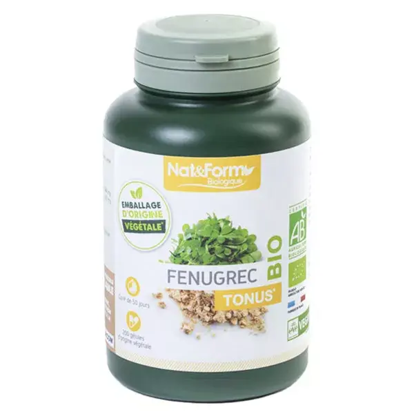 Cápsulas Vegetais de Feno-grego Orgânico Nat & Form - 200 unidades