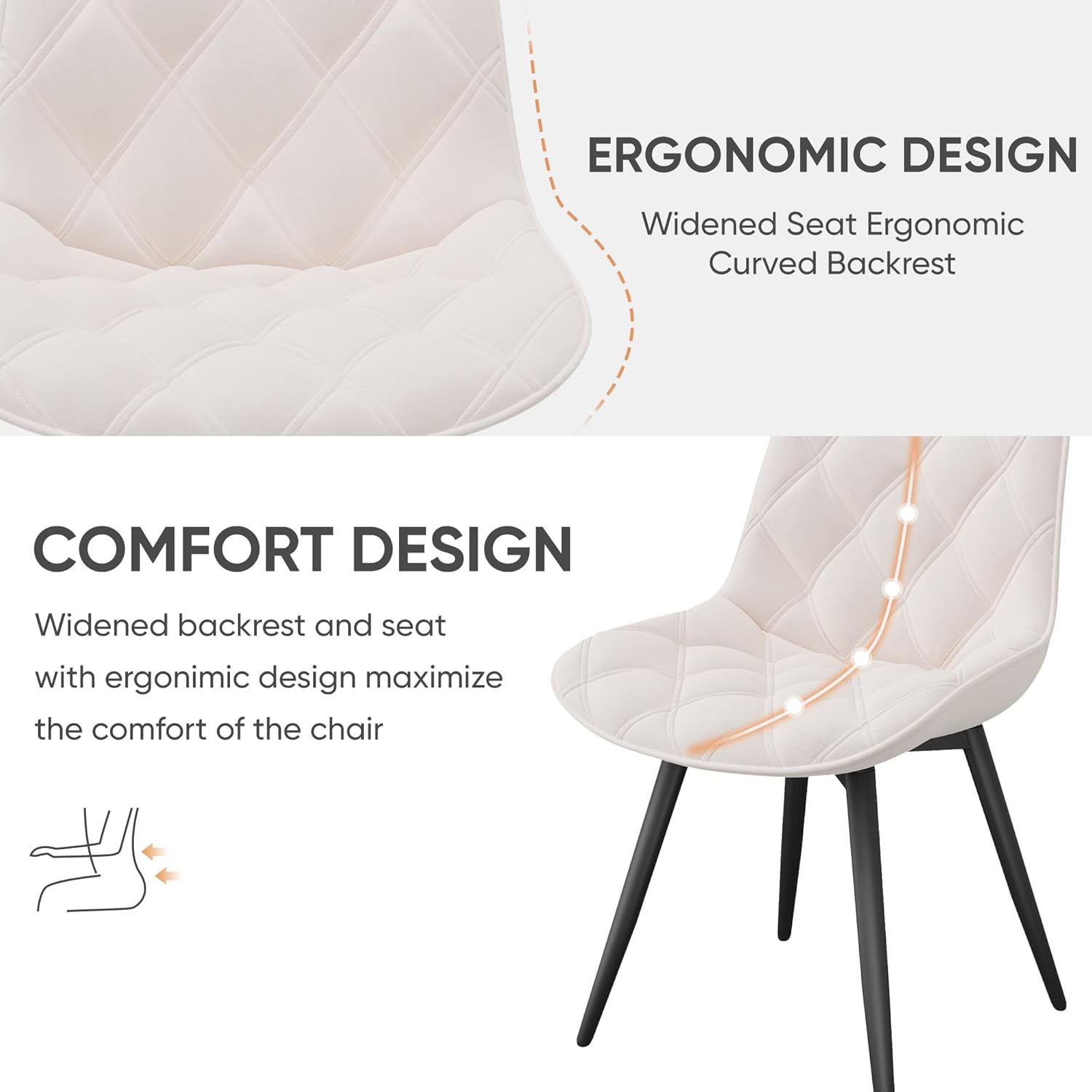 Esszimmerstuhl 360° Drehstuhl Polsterstuhl drehbar, künstlicher Stoff Dining Chair, Küchenstuhl mit Rückenlehne, Moderne Sessel, Weiß, 2er Set
