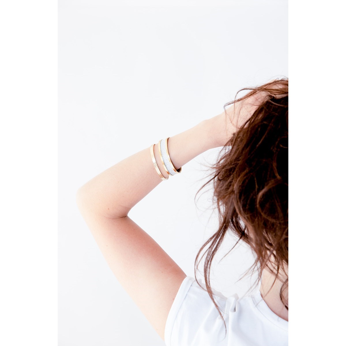 Jonc ouvert en Acier 316L et glitter - jaune brillant