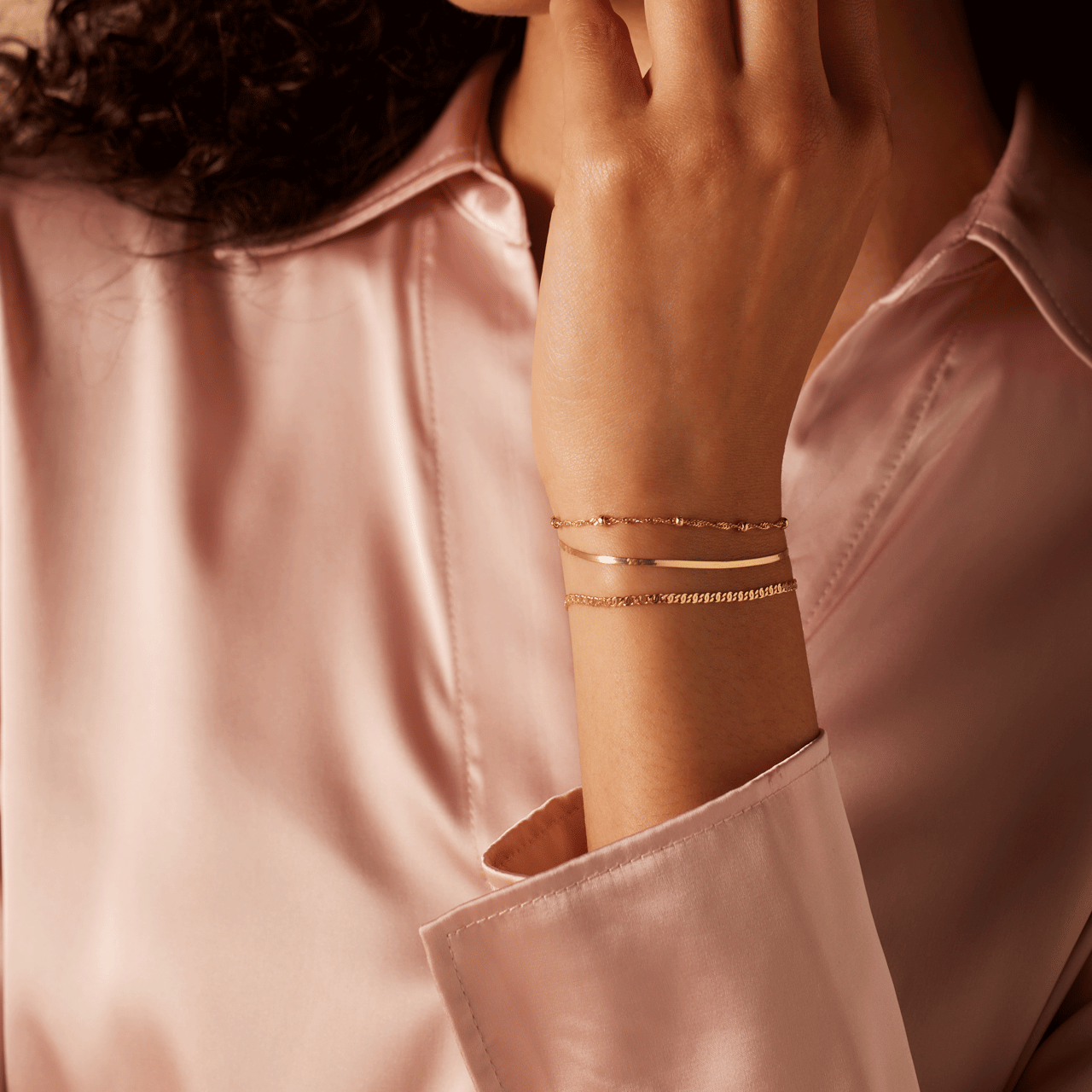 Gerecycled zilveren goldplated set met 3 armbanden