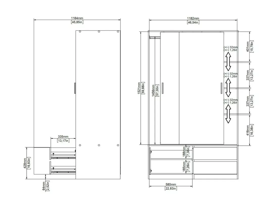 Grande armoire polyvalente Drastell, Meubles multifonctionnels, Casier à chaussures, Support à chaussures pour armoire, 121x60 h200 cm, Chêne clair