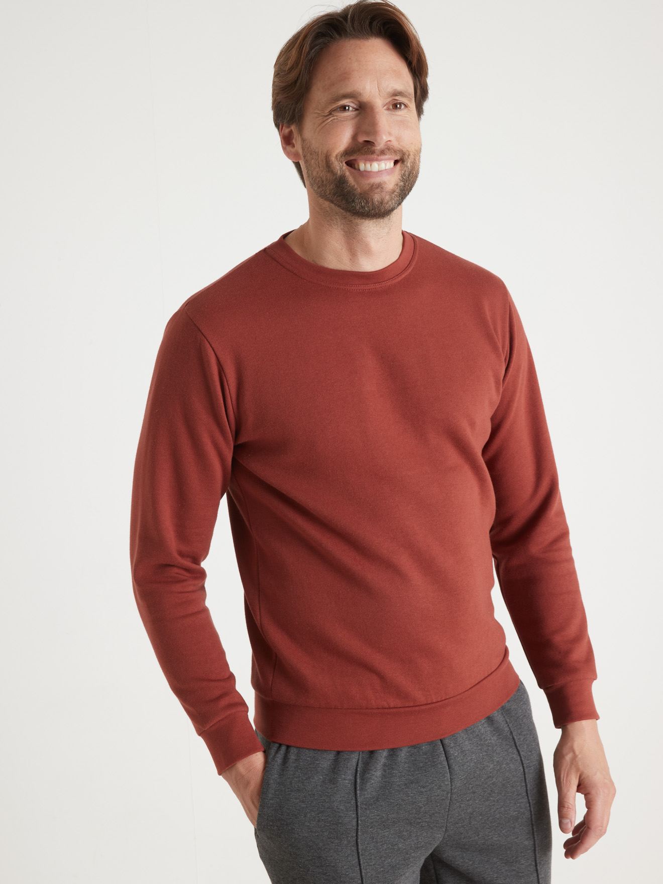 Sweat-shirt molleton encolure ronde