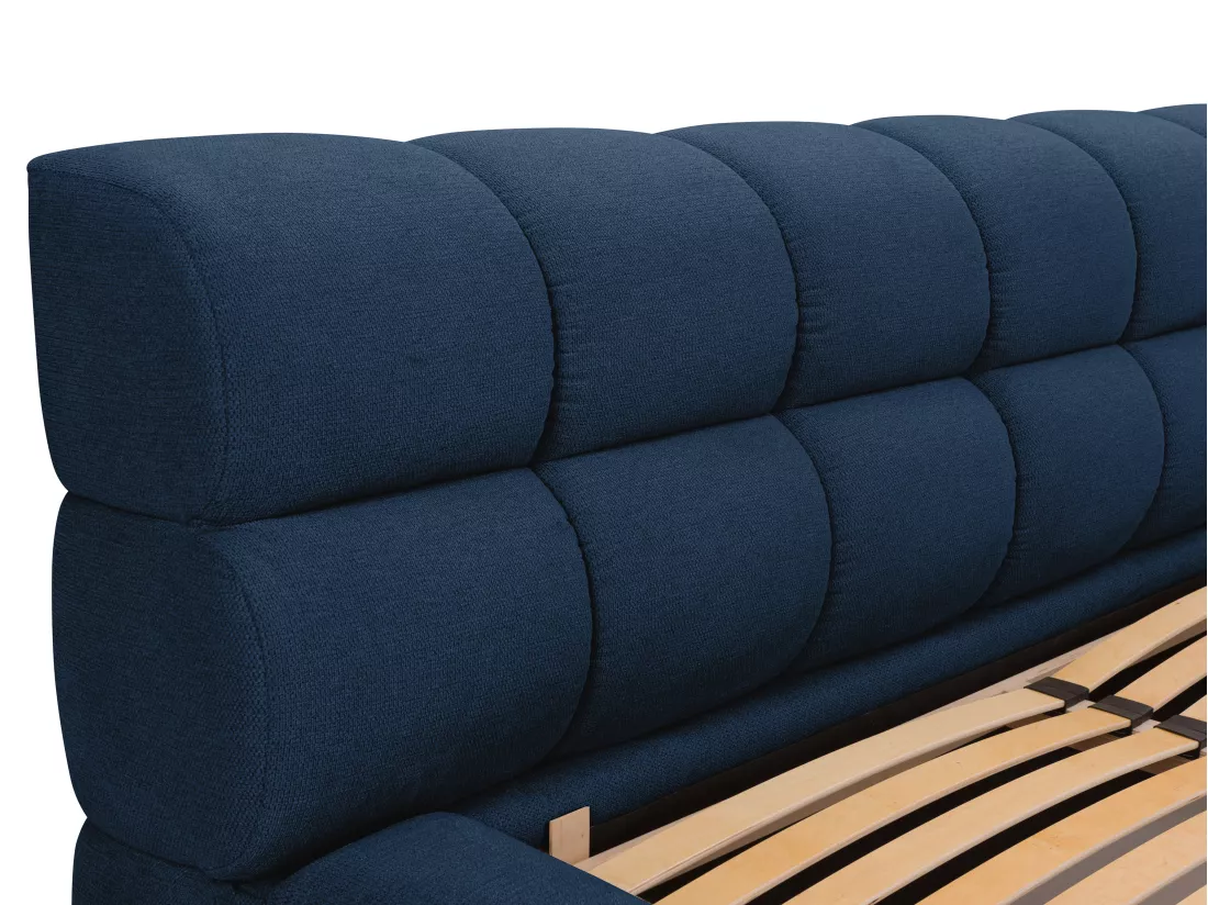 Lit coffre 180 x 200 cm - Tissu - Bleu nuit + Matelas - FORVIK II de Pascal Morabito
