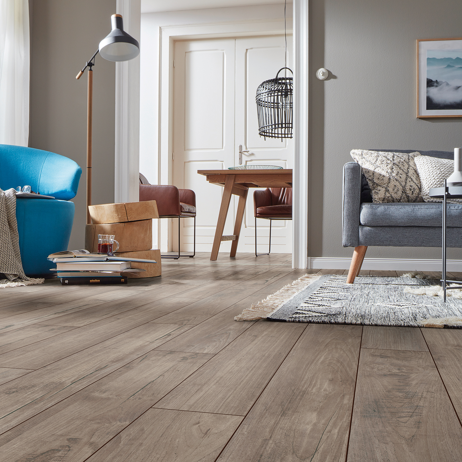 Laminat - Teak Silber - 8 mm - V4-Fuge