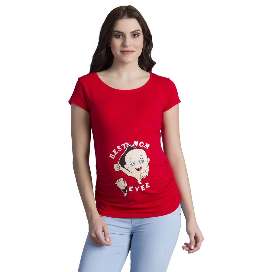 M.M.C. Umstandsshirt Best Mom Ever mit Motiv Rot