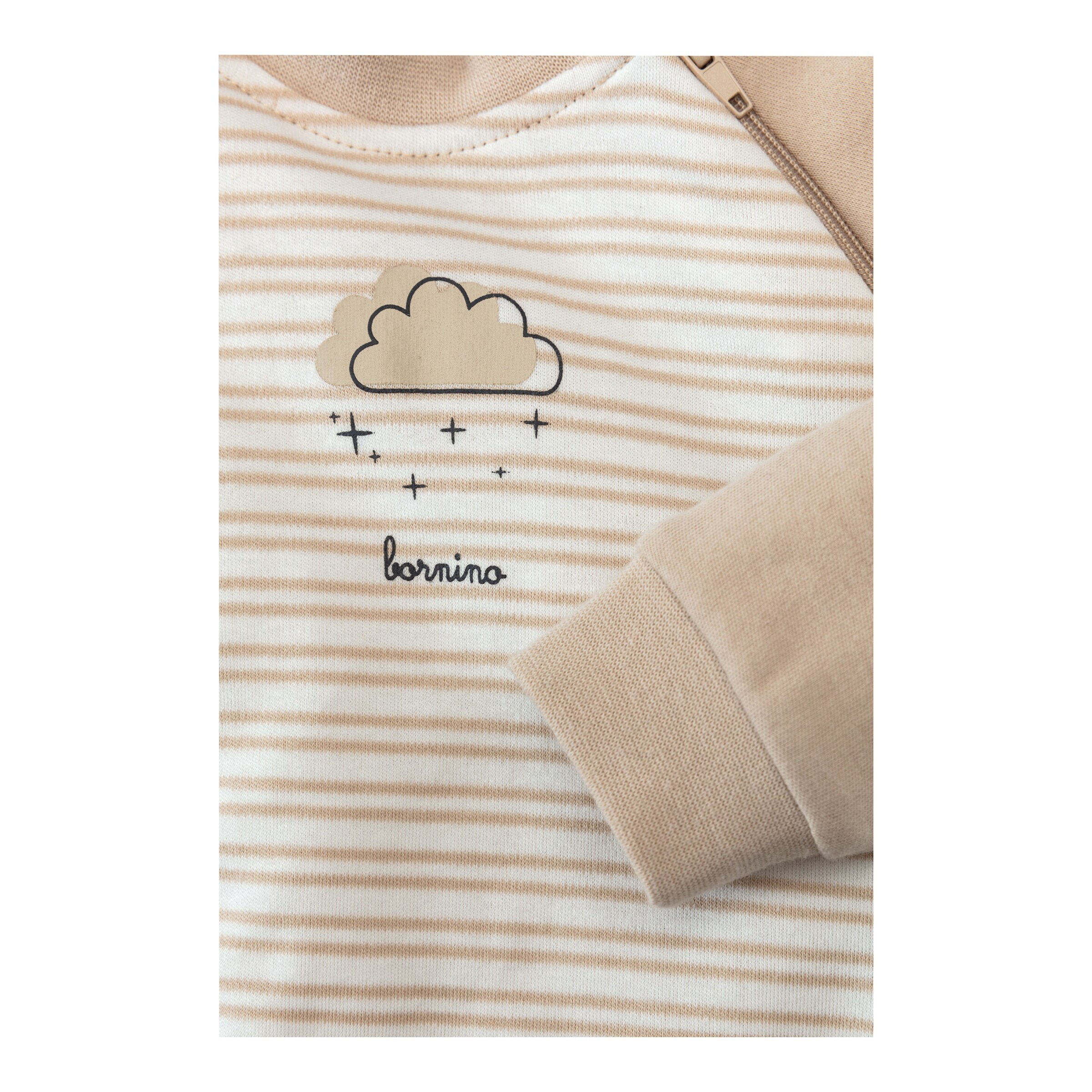Bornino - Lieblinge Schlafoverall mit Zipper Wolke beige/weiß