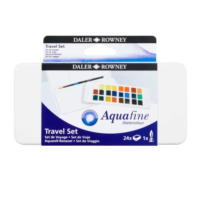 Daler Rowney Aquafine Watercolour Paint 24 Half Pan Travel Set