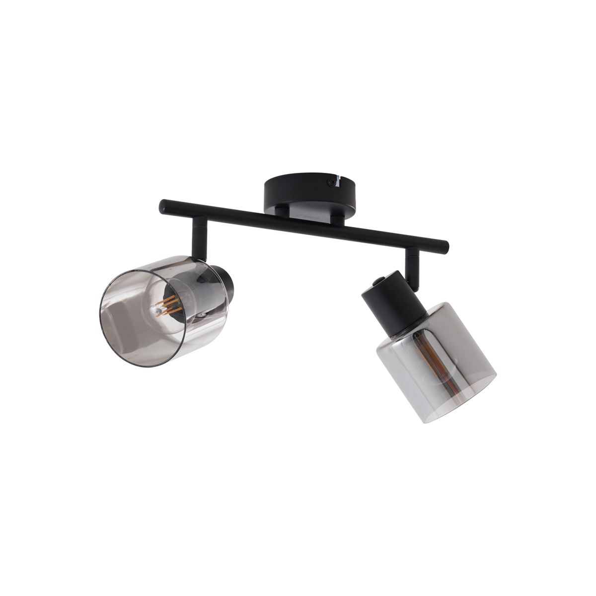 Moderne plafondlamp zwart met smoke glas rond 2-lichts - Cilin