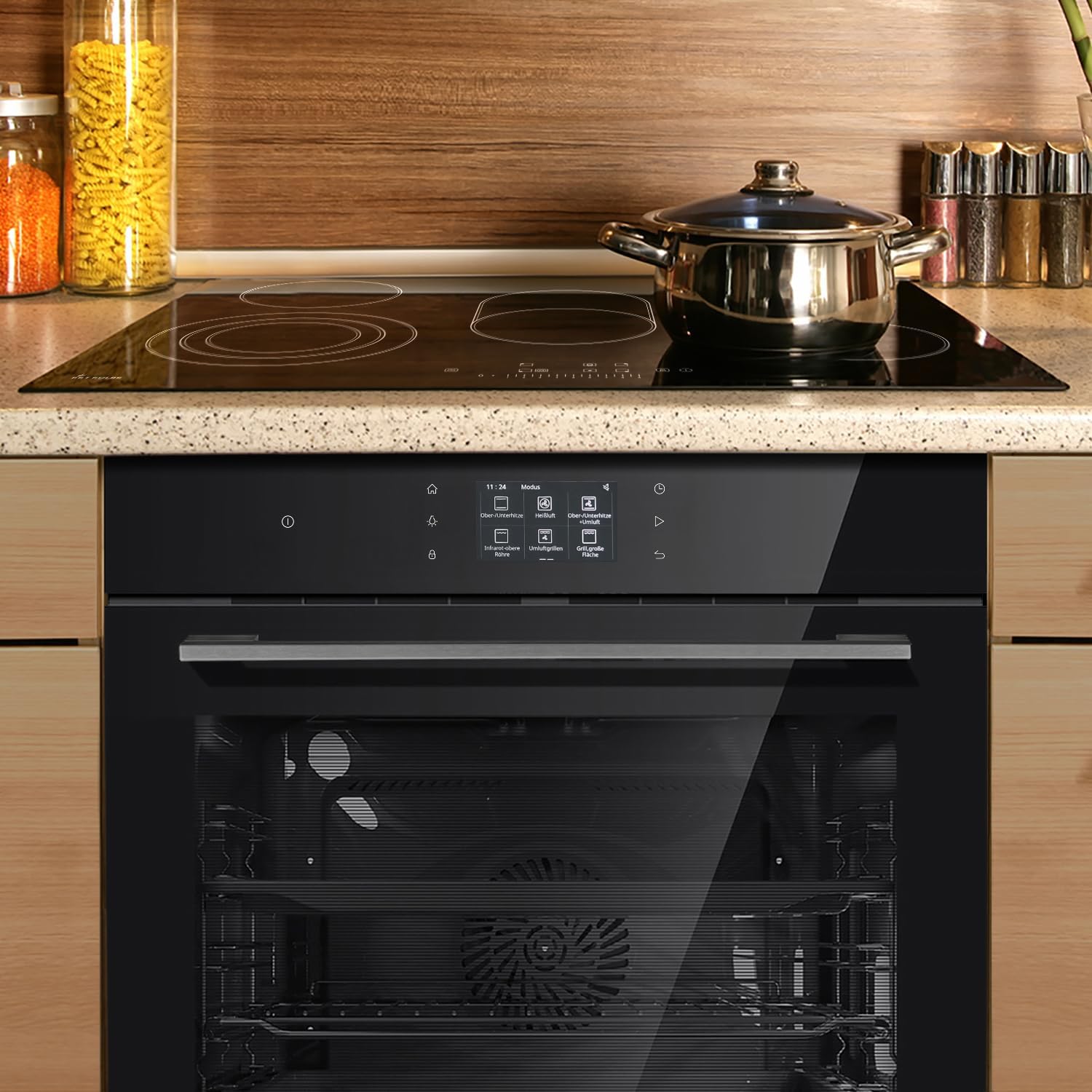 KKT KOLBE Autarkes Herdset | 60cm Einbaubackofen EB8017TFT | 77cm Glaskeramikkochfeld CH7705RL | TFT-Display | Soft Close | Katalyse | Pizzafunktion | Grill | Umluft | Heißluft | SET8017TFTCH77RL