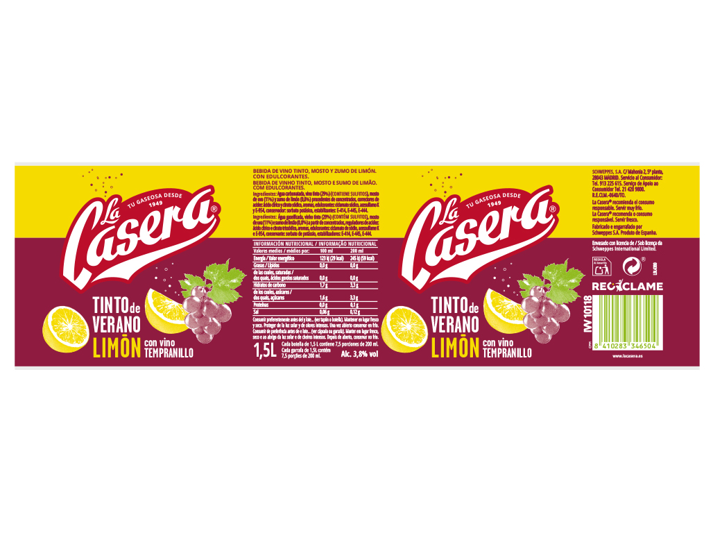 BEBIDA LA CASERA TINTO DE VERÃO LIMÃO 1.5L