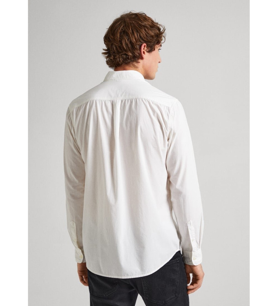 Camisa branca lisa de tecido Popeline Pepe Jeans, corte regular.
