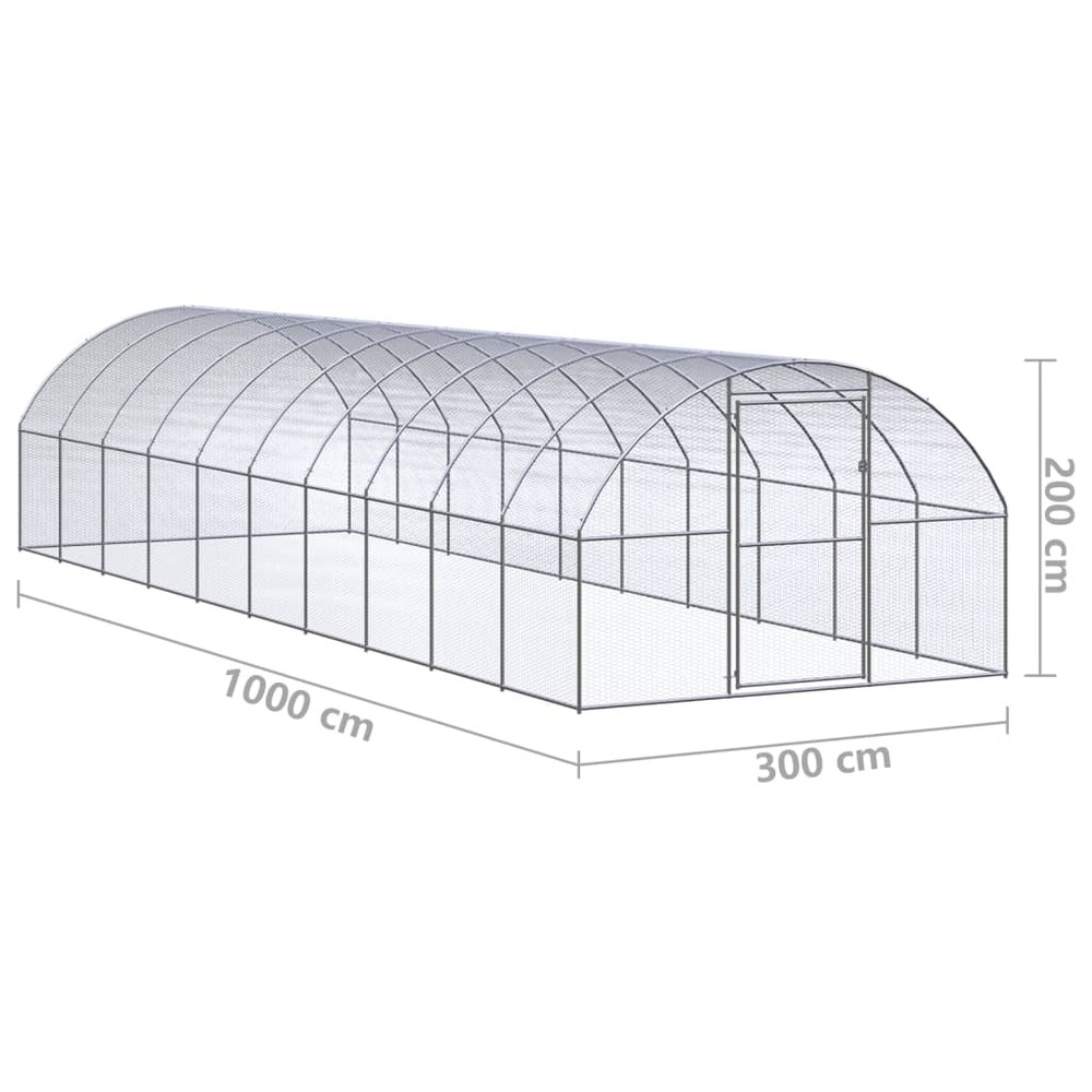 Poulailler d'extérieur 3x10x2 m acier galvanisé