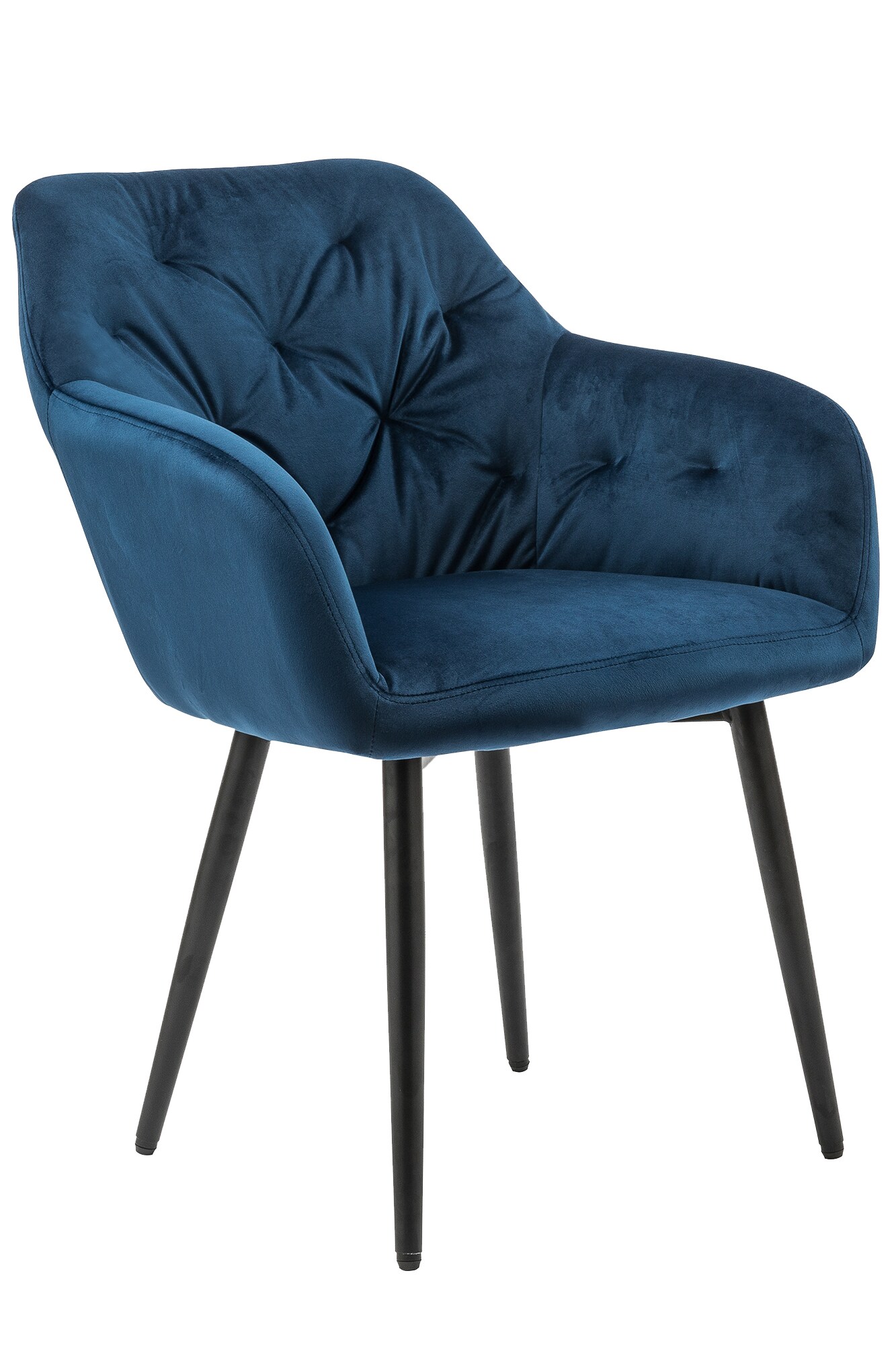 Armlehnstuhl blau Samt Esszimmerstuhl Polsterstuhl Wohnzimmer Stuhl