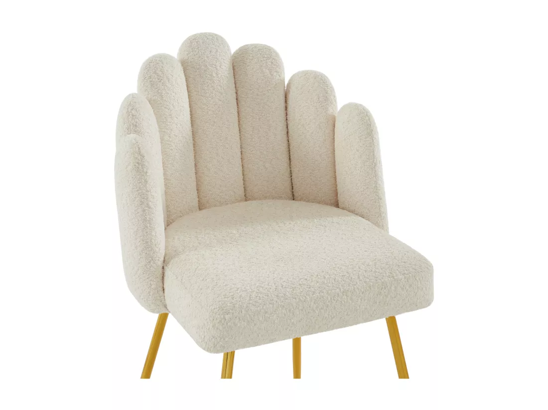 Lot de 6 chaises en tissu bouclette et métal doré - Crème - ALTINAM de Pascal MORABITO