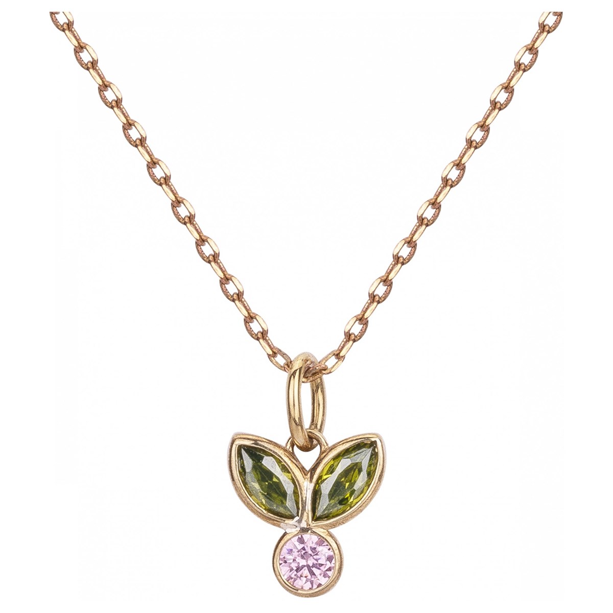 Collier mono-motif en Plaqué Or avec oxyde de zirconium multicolore