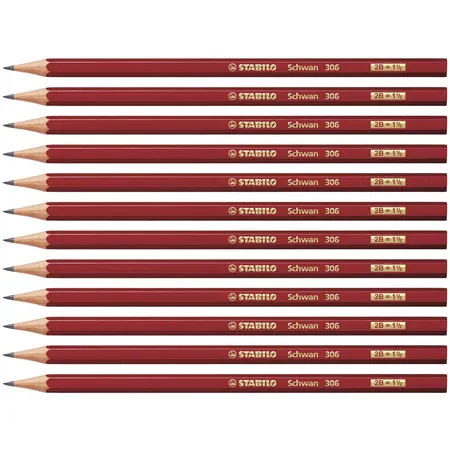 Bleistift - STABILO Schwan in rot - Härtegrad 2B - 12er Pack