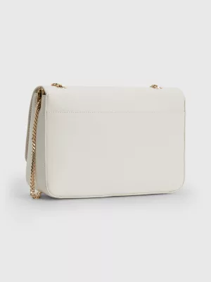 Bolsa transversal com monograma e alça de corrente