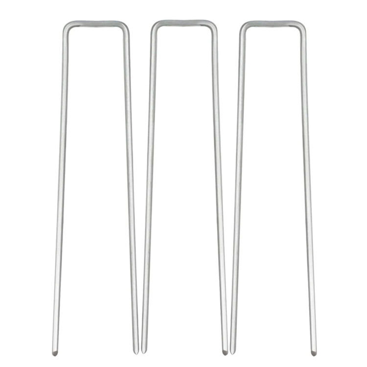 (50er Set) 15cm Outdoor Erdanker Stahldraht Verzinkt Garten / Camping - Silber