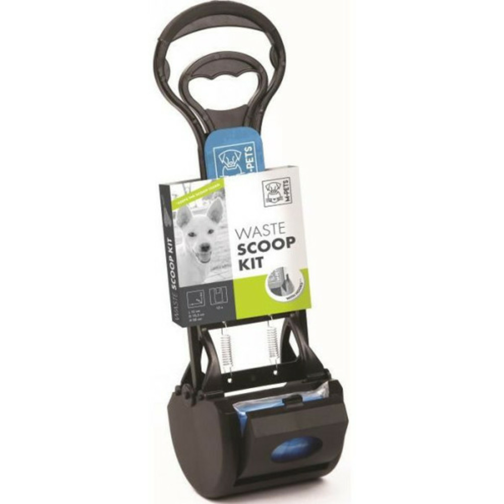 Kit pelle a déjection waste scoop kit - 38x12x10,5cm - noir et bleu - pour chien m pets