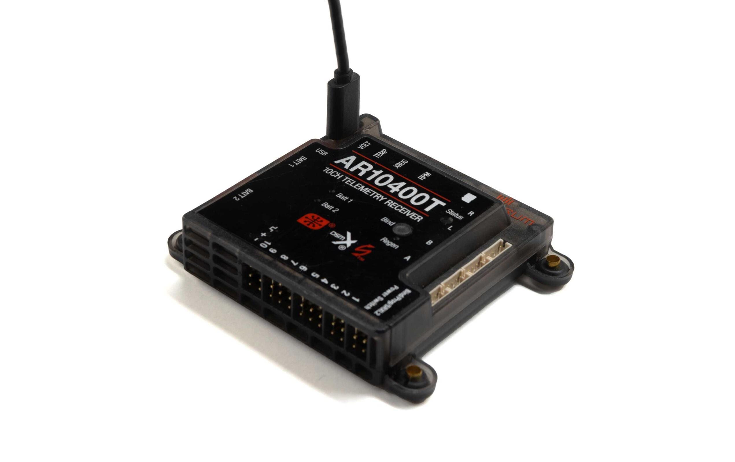 Empfänger AR10400T Powersafe 10-Kanal DSMX<br>Telemetriefähiger Empfänger mit Akkuweiche und 2 Satellitenempfänger