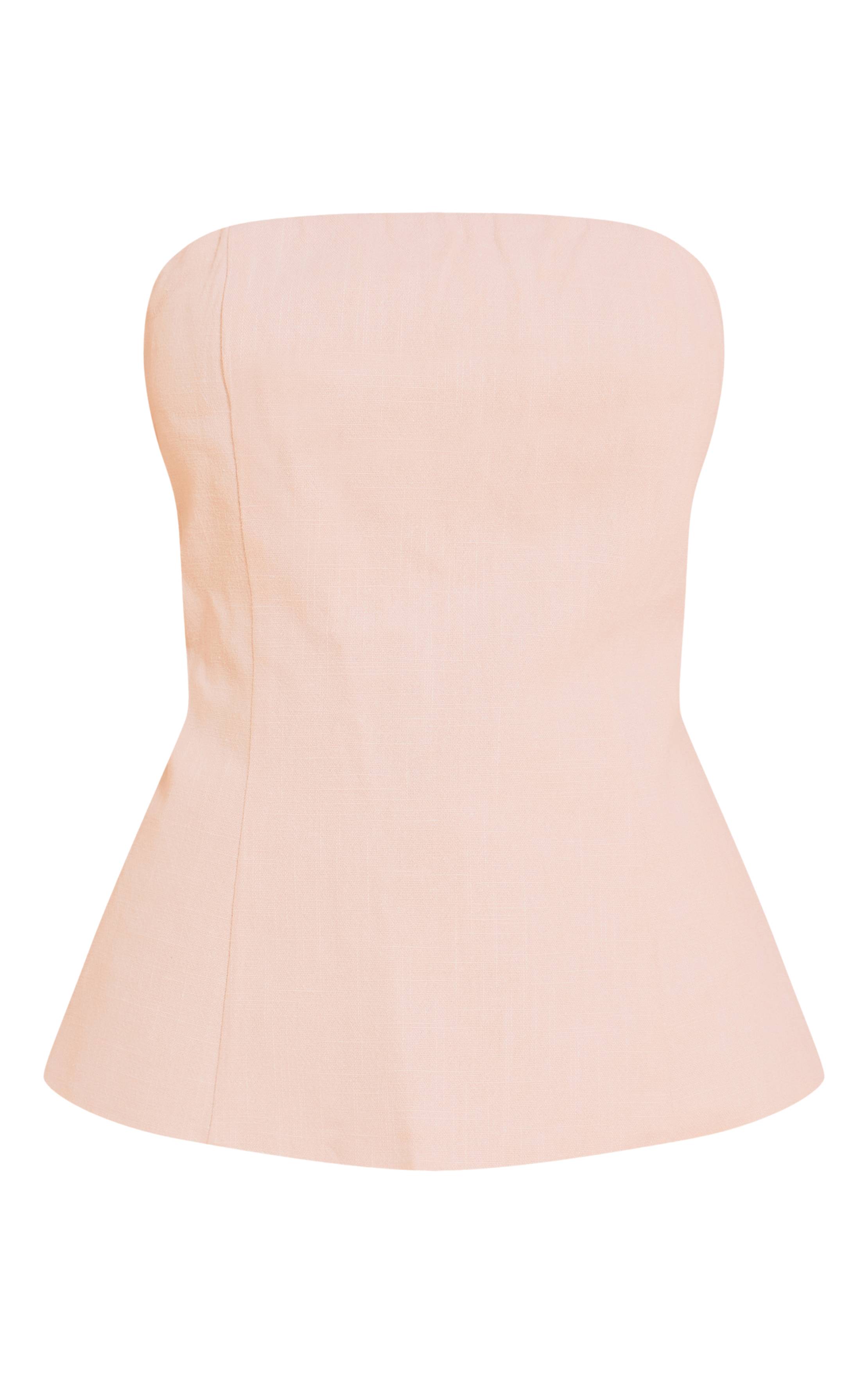 Naturel Top Bandeau Long Aspect Lin Premium Petite Ensemble Coordonné