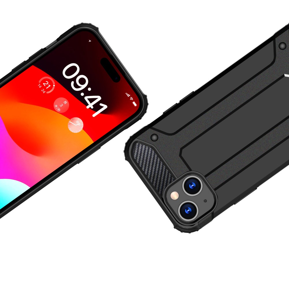 iPhone 15 Outdoor Hybrid Hardcase Hülle - Schwarz