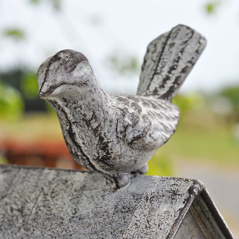Nichoir oiseaux tuteur patiné gris16x12x137cm