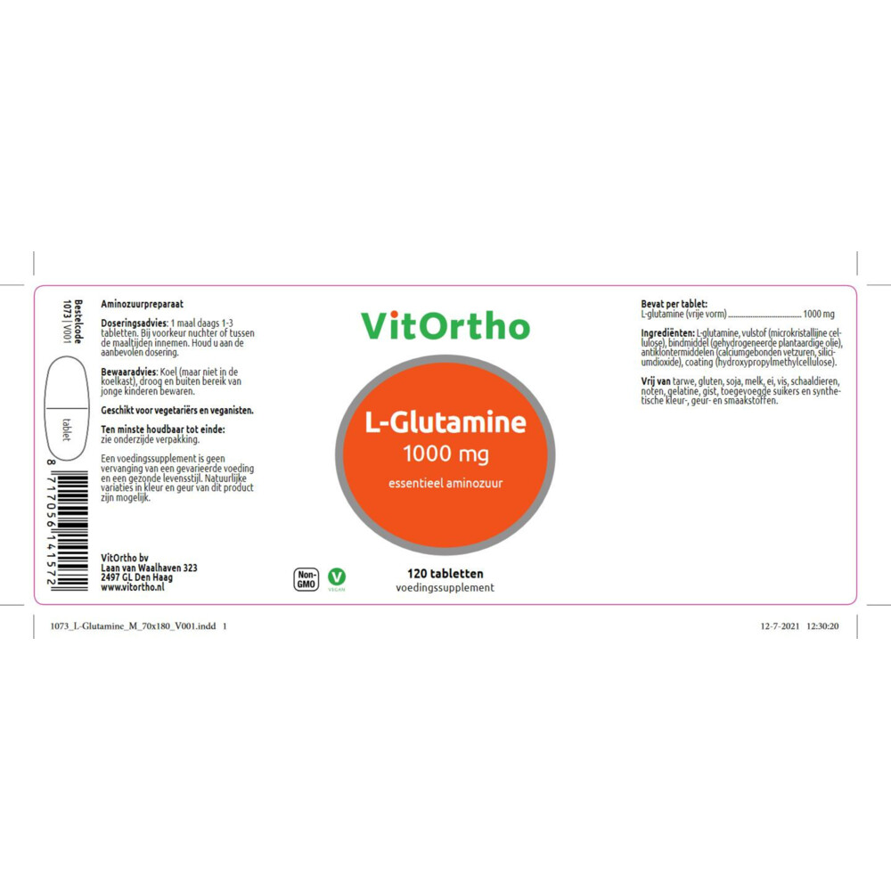 Vitortho L-Glutamine 1000 mg120 tabletten