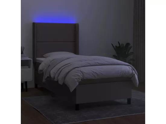 Sommier tapissier avec matelas et LED Taupe 90x190 cm Tissu