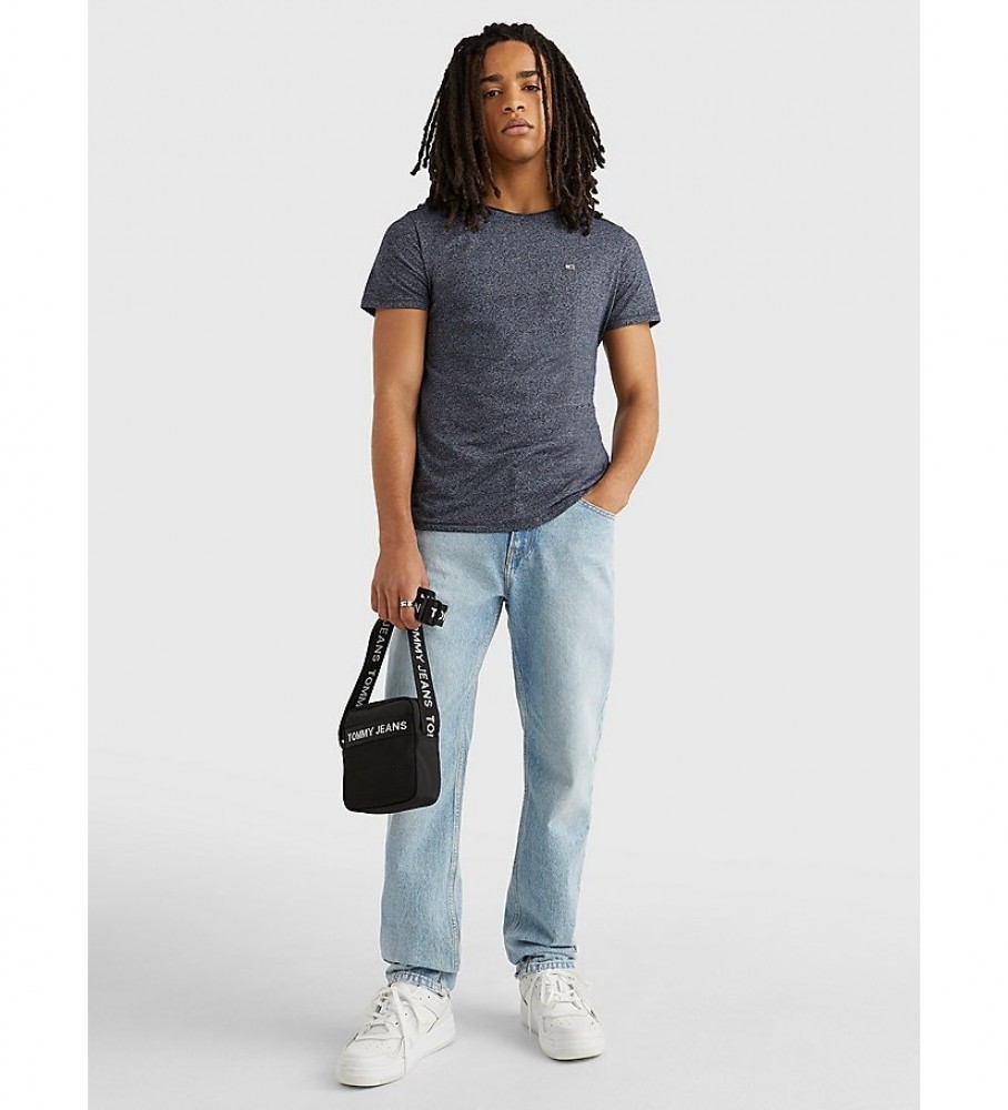 Camiseta Tommy Jeans TJM Slim Jaspe com decote em C azul