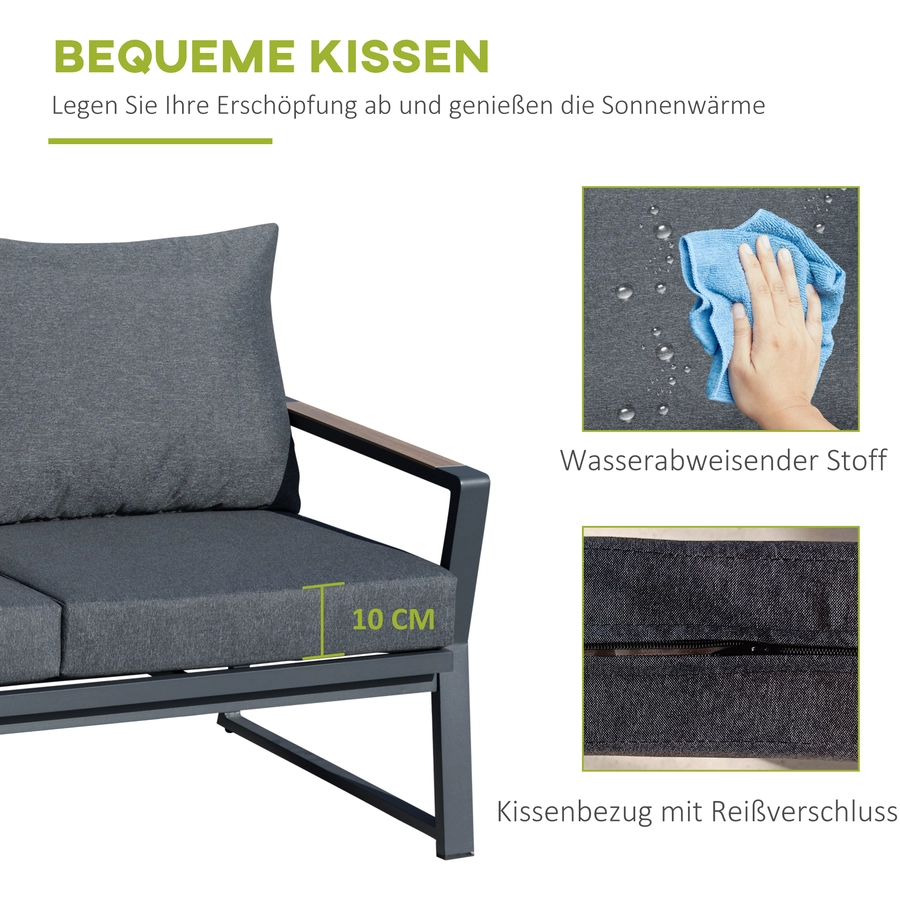 Outsunny Gartenmöbel Set mit Tisch grau