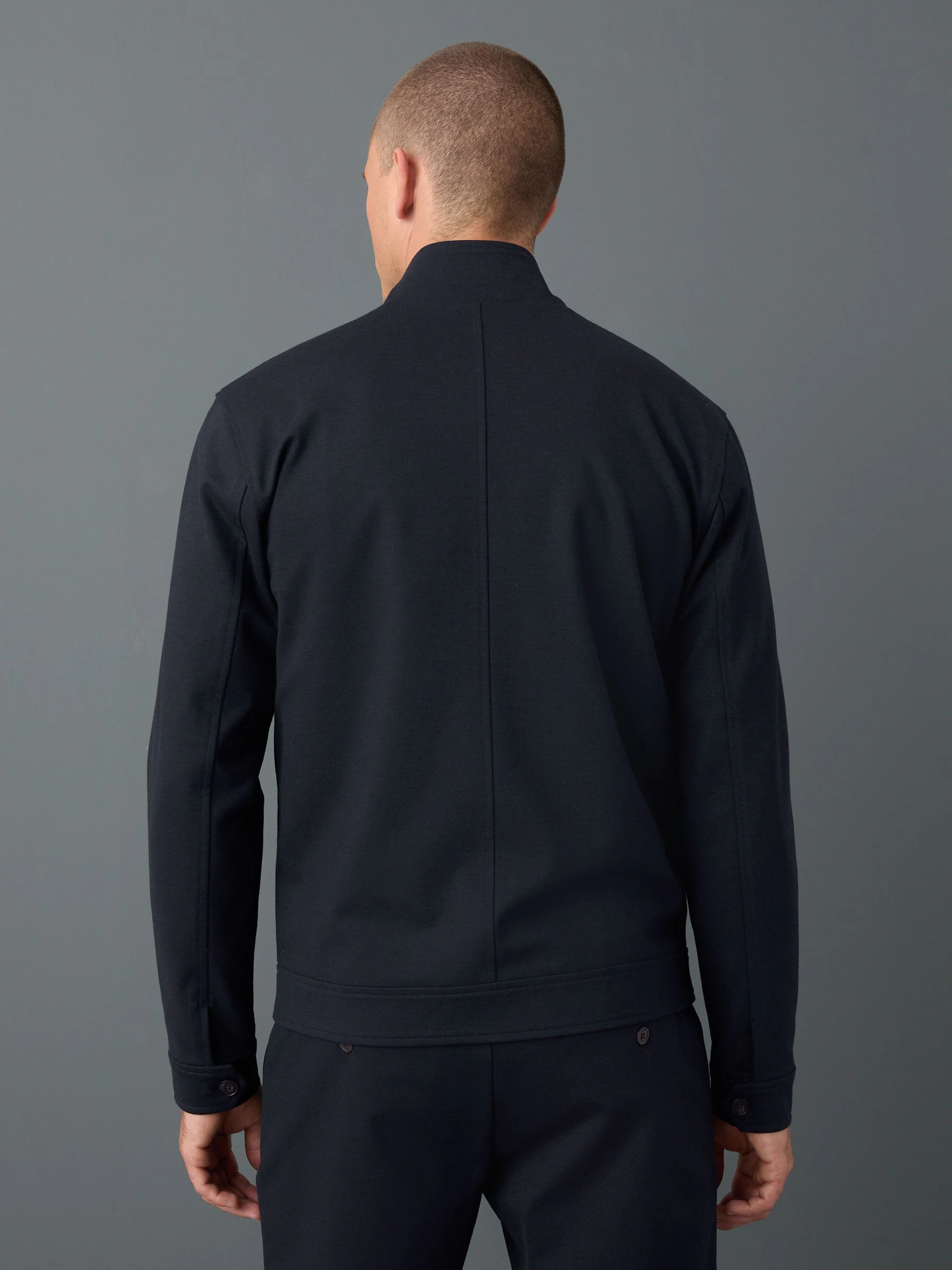 Donkerblauw - Premium Smart Funnel Neck Zip Through With Wool