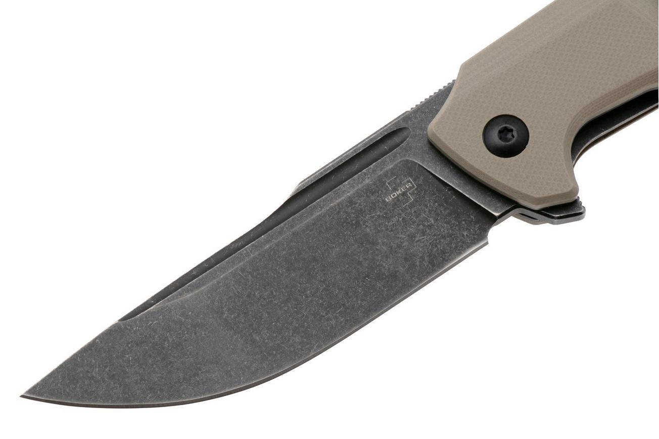 Böker Plus Barchan 01BP0039, Blackwashed 440B, Tan G10 zakmes, Kornel Kiss design