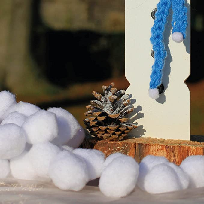 (50er Set) Ø7cm Flauschige Winter Deko Schneebälle Pompons Home Accessoire - Weiss