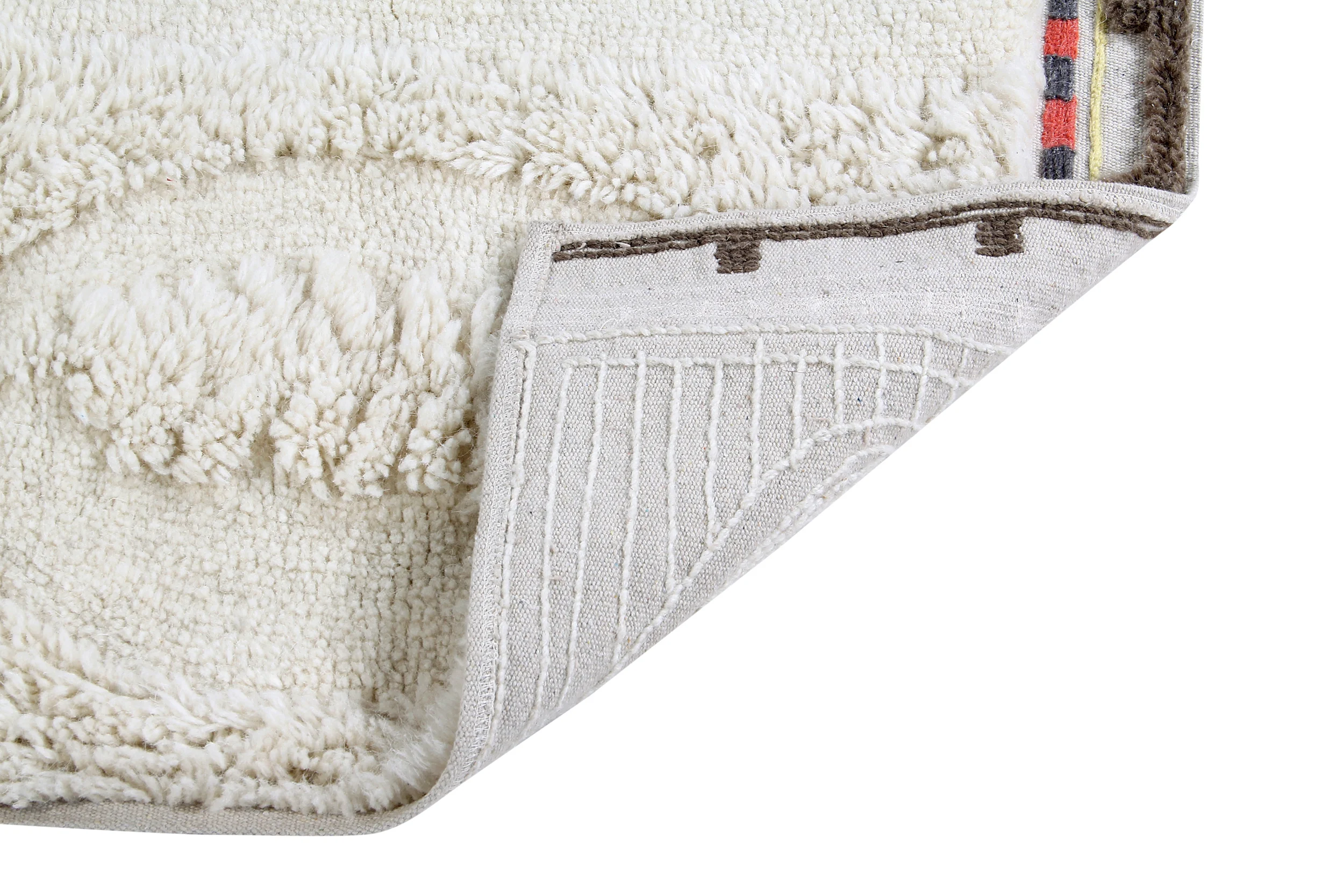 BAHARI - Tapis rectangulaire en laine lavable | Blanc