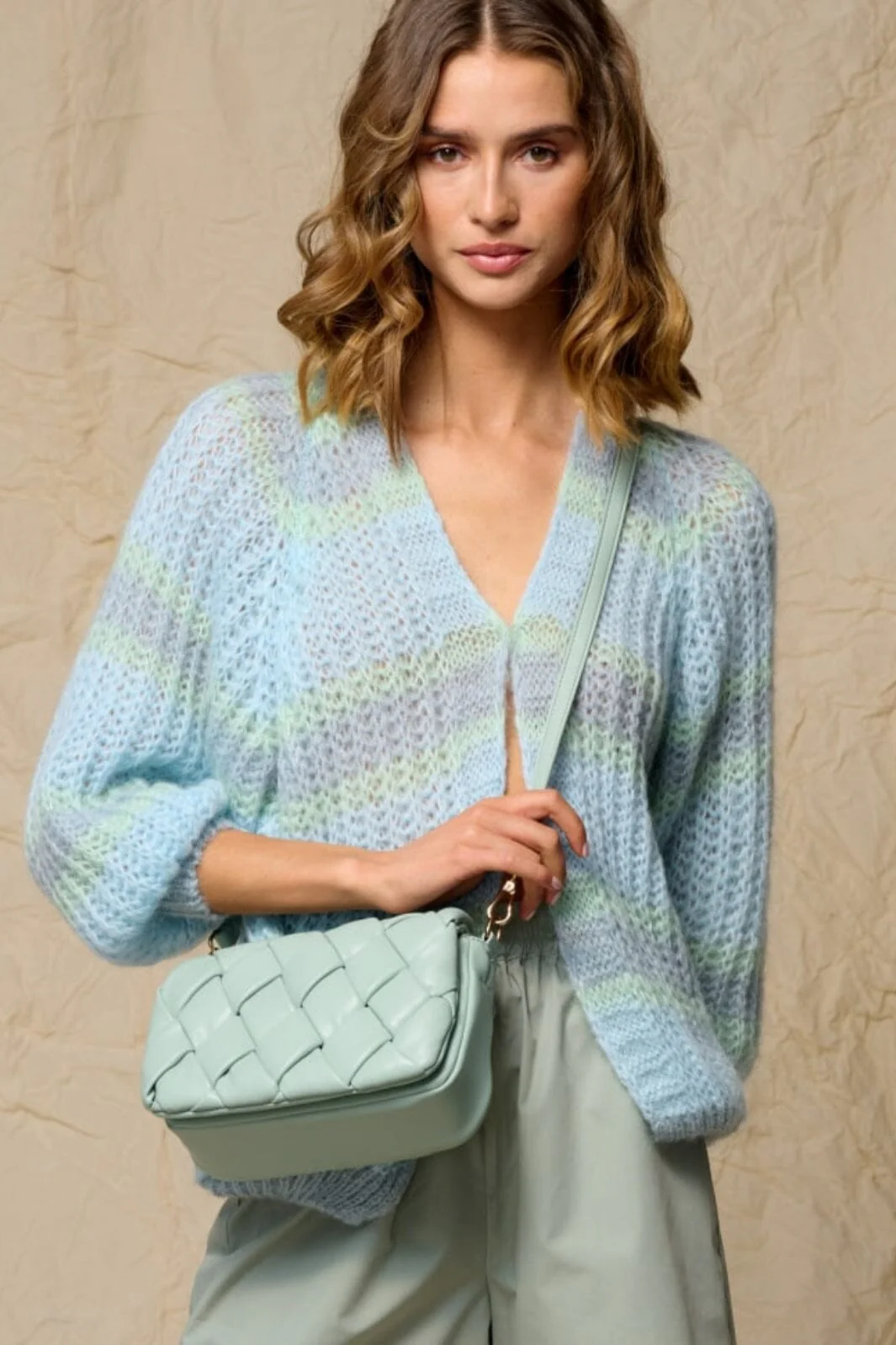 Noella Vera Knit Cardigan light blue blue mint mix